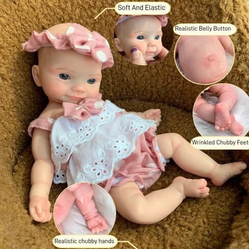 11 بوصة نابضة بالحياة الكاملة الجسم سيليكون تولد دمى الطفل فتاة واقعية كاملة السيليكون الجسم دمية طفل حلوة لعبة تعليمية لعبة التعليم للأطفال 3+ in Kuwait