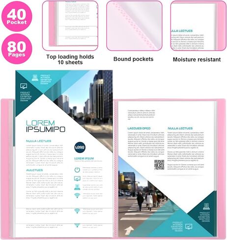 6 Pack Art Portfolios 9.1"x12.2", 40 Pockets Large Portfolio Folder Display 80 Pages, Heavy Duty Art Portfolio Folder with Clear Sheet Protectors, Presentation Book for Artwork Document Organizer in Saudi Arabia