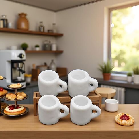 4Pcs White 1/12 Miniature Coffee Mugs Dollhouse Decoration Accessories, DIY Doll House Kit in Saudi Arabia