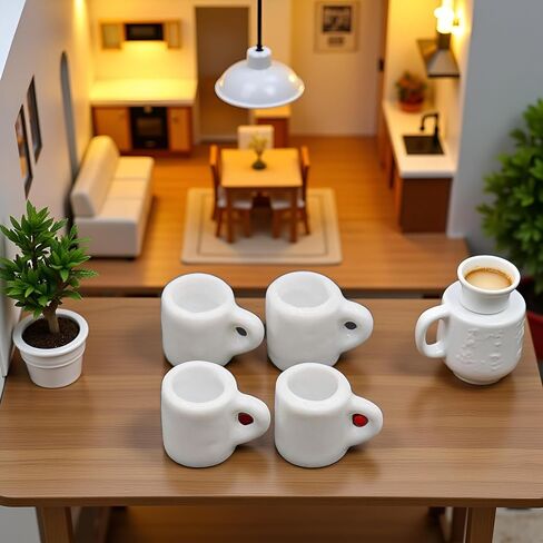 4Pcs White 1/12 Miniature Coffee Mugs Dollhouse Decoration Accessories, DIY Doll House Kit in Saudi Arabia