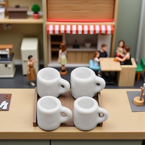 4Pcs White 1/12 Miniature Coffee Mugs Dollhouse Decoration Accessories, DIY Doll House Kit in Saudi Arabia