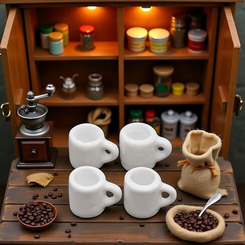 4Pcs White 1/12 Miniature Coffee Mugs Dollhouse Decoration Accessories, DIY Doll House Kit in Saudi Arabia