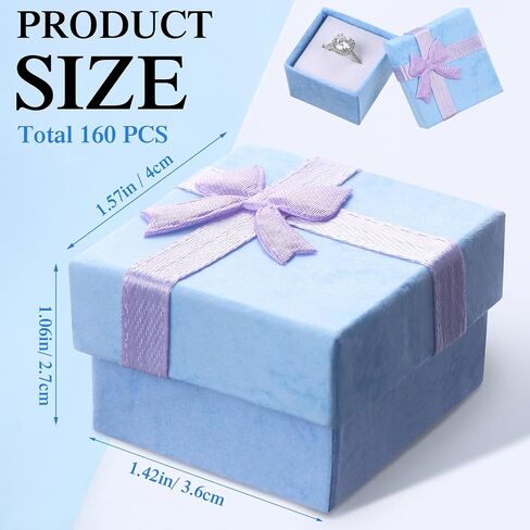 Huquary 160 Pcs Ring Gift Box Cardboard Jewelry Gift Box 1.57x1.57 In Bulk Small Square Ring Box with Ribbon Bow for Birthday (Golden Yellow) in Saudi Arabia