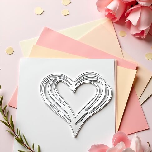 Silver Heart Metal Cutting Dies Stencil DIY Scrapbook Album Paper Card Template Metal Cutting Dies for Card Making Deals Scrapbooking Die-Cuts, Scrapbooking and Stamping in Saudi Arabia