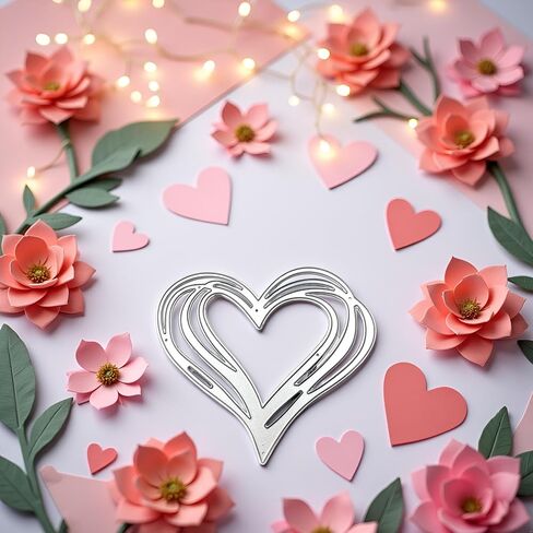 Silver Heart Metal Cutting Dies Stencil DIY Scrapbook Album Paper Card Template Metal Cutting Dies for Card Making Deals Scrapbooking Die-Cuts, Scrapbooking and Stamping in Saudi Arabia