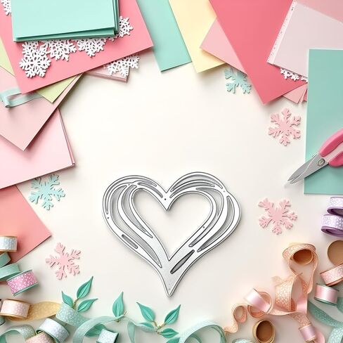 Silver Heart Metal Cutting Dies Stencil DIY Scrapbook Album Paper Card Template Metal Cutting Dies for Card Making Deals Scrapbooking Die-Cuts, Scrapbooking and Stamping in Saudi Arabia