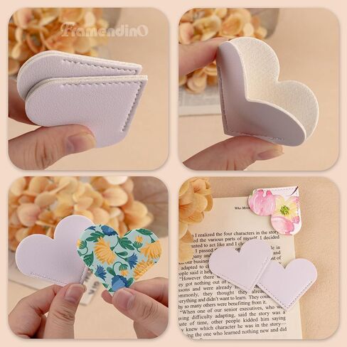 Framendino ، 30 Pack Sublimation Pu Leather Corner Parkmark الفراغات البيضاء على شكل قلب لإشارات مرجعية DIY in Saudi Arabia