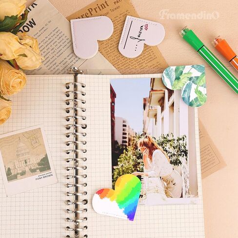 Framendino ، 30 Pack Sublimation Pu Leather Corner Parkmark الفراغات البيضاء على شكل قلب لإشارات مرجعية DIY in Saudi Arabia