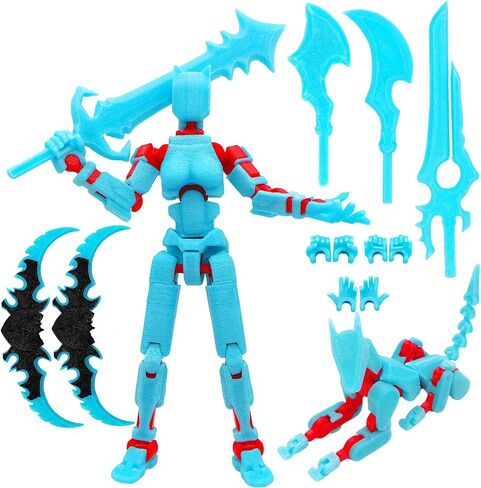 T13 Action Figures (Grow in The Dark Blue) Titan 13 Action Figures T13 3D Action Figure Set Already Assembled Dummy 13 Nova T-13 Robot 3D Printed Multi-Jointed Movable Toy (Blue Black + Dog) in Saudi Arabia