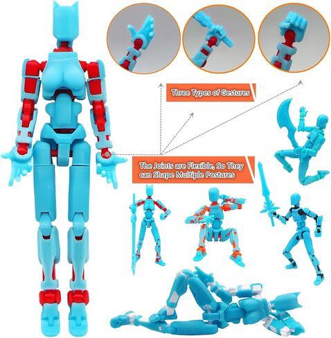 T13 Action Figures (Grow in The Dark Blue) Titan 13 Action Figures T13 3D Action Figure Set Already Assembled Dummy 13 Nova T-13 Robot 3D Printed Multi-Jointed Movable Toy (Blue Black + Dog) in Saudi Arabia