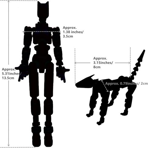 T13 Action Figures (Grow in The Dark Blue) Titan 13 Action Figures T13 3D Action Figure Set Already Assembled Dummy 13 Nova T-13 Robot 3D Printed Multi-Jointed Movable Toy (Blue Black + Dog) in Saudi Arabia