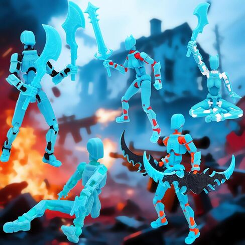 T13 Action Figures (Grow in The Dark Blue) Titan 13 Action Figures T13 3D Action Figure Set Already Assembled Dummy 13 Nova T-13 Robot 3D Printed Multi-Jointed Movable Toy (Blue Black + Dog) in Saudi Arabia