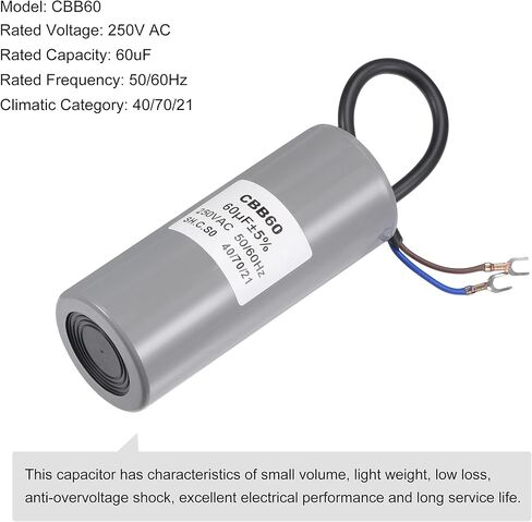MECCANIXITY CBB60 Run Capacitor 30uF 250V AC 2 Wires 50/60Hz Cylinder Motor Running Capacitor 96x50mm with Terminal for Air Compressor Water Pump in Saudi Arabia