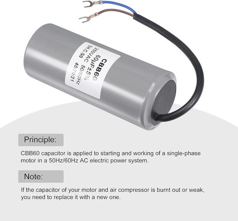 MECCANIXITY CBB60 Run Capacitor 30uF 250V AC 2 Wires 50/60Hz Cylinder Motor Running Capacitor 96x50mm with Terminal for Air Compressor Water Pump in Saudi Arabia