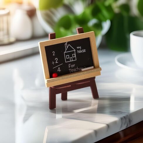 Miniature Wooden Easel with Blackboard, 1:12 Scale Dollhouse Accessory, Authentic Wood Finish, Realistic Classroom & Study Decor for Dioramas & Adult Collectors (Math Chalkboard) in Kuwait