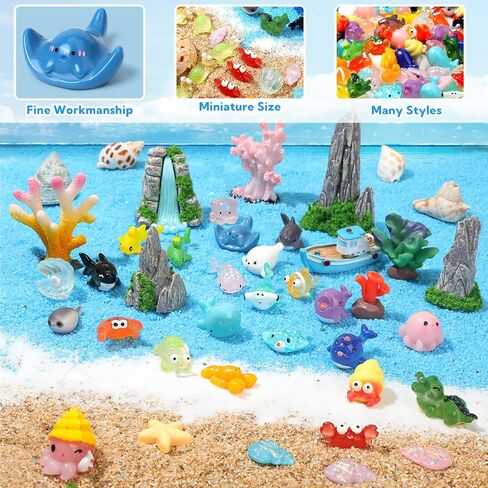 150 PCS MINI RESIN TIMUTS MINIATURE TOPURINES 30 STYLES OCEAN TIPE RESIN AGOURES BROK INTIONINGS MINI Animals Decord Decor in Saudi Arabia
