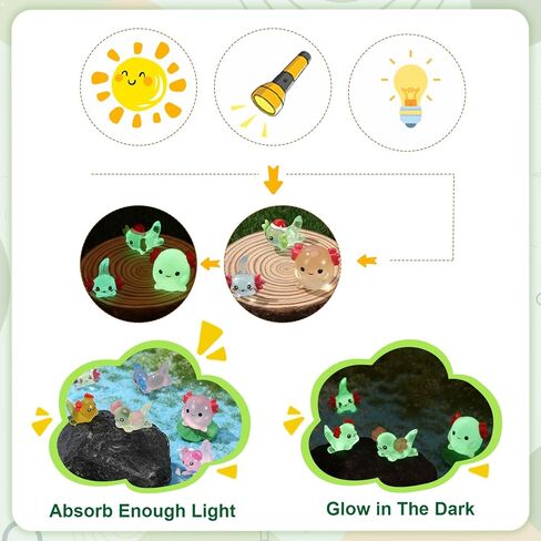 30 Pcs Mini Resin Axolotl 6 Styles Luminous Small Axolotl Miniature Animal Figurine Luminous Mini Resin Animal Party Favors for DIY Garden Landscape Decoration in Kuwait