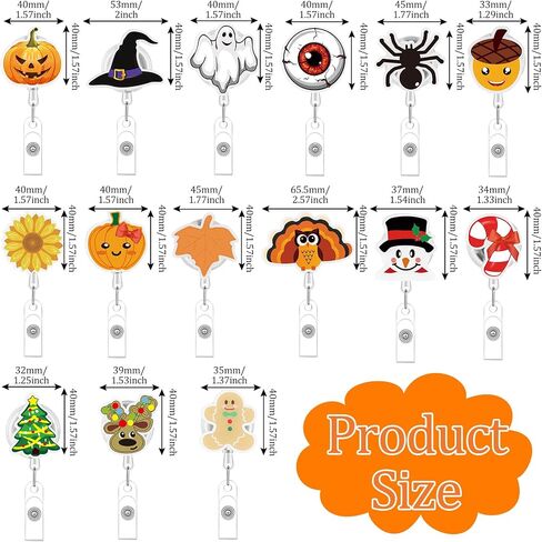 Yexiya 15 Pieces Christmas Cool Holiday Acrylic Nurse Badge Reel Thanksgiving Halloween Retractable Badge Holder ID Name Badge Holder with Clip for Doctors Nurses Teachers Office Supplies in Saudi Arabia