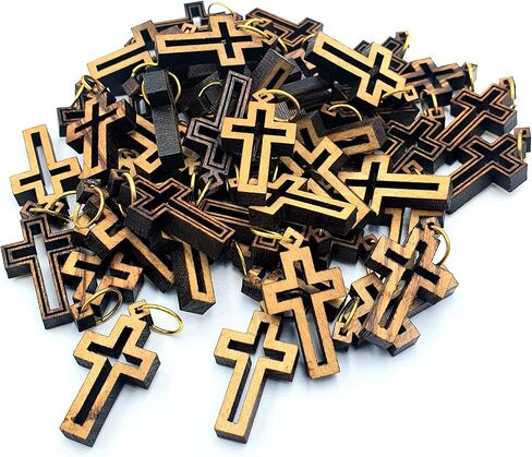 Zuluf Olive Wood Crosses, Holy Land Crosses, Small Olive Wood Necklace Crosses 50 PCS, Wooden Crosses. PEN228 in Saudi Arabia