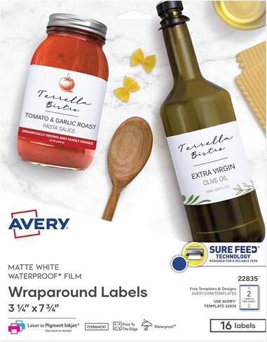 Avery Avery Dat Enterprack Watrabroound Rectangle مع تقنية التغذية المؤكدة ، 3.25 "× 7.75" ، أبيض غير لامع ، ليزر/صباغ ، 16 ملصقات قابلة للتخصيص (22835) in Saudi Arabia