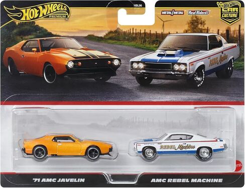 Hot Wheels Premium 2 Pack - '71 AMC Javelin/AMC Machine Machine Manicar Minicar 3 سنوات و Multi JBL06 in Saudi Arabia