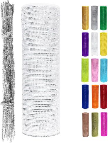 Red Metallic Deco Mesh Ribbon Roll 10 inch x 30 feet (10 Yards) for Christmas Tree, Wreaths, Swags, Garland, Holiday Decorations Glitter Foil Gift Wrapping Craft in Saudi Arabia