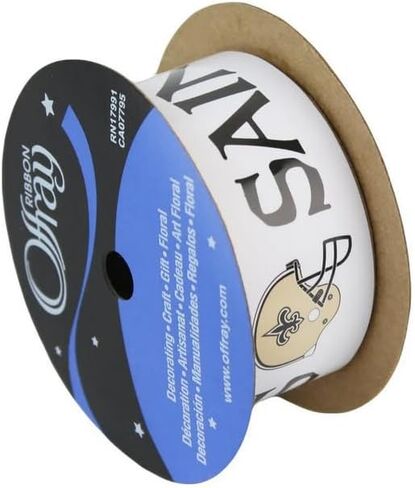 Offray New Orleans Football Ribbon 1-5/16 "× 12 'بكرة بوليستر متعددة الألوان ، مثالية للأبناء الزهور ، الحفلات ، الحرف ، فخر الفريق in Saudi Arabia