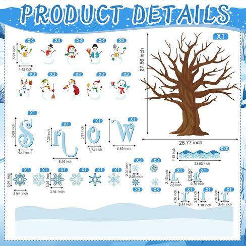 78 Pcs Snowman Bulletin Board Decorations Winter Classroom Decorations with Glue Points Snowflake Cutouts Christmas DIY Bulletin Board for Xmas Holiday School Wall Door Decoration(Winter) in Saudi Arabia