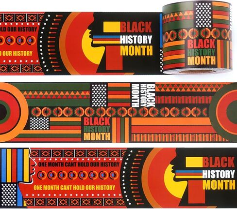 72ft Black History Month Bulletin Board Border Kente Cloth Classroom Decorations Two-Sided Trim Paper for African American Celebration Party School Windows Wall Door in Saudi Arabia