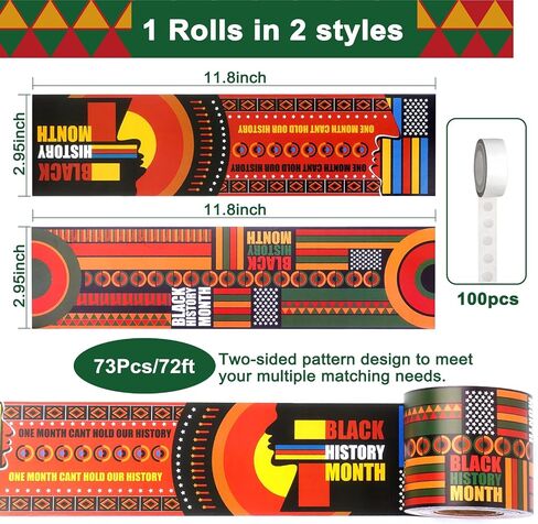72ft Black History Month Bulletin Board Border Kente Cloth Classroom Decorations Two-Sided Trim Paper for African American Celebration Party School Windows Wall Door in Saudi Arabia