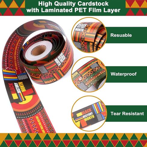 72ft Black History Month Bulletin Board Border Kente Cloth Classroom Decorations Two-Sided Trim Paper for African American Celebration Party School Windows Wall Door in Saudi Arabia
