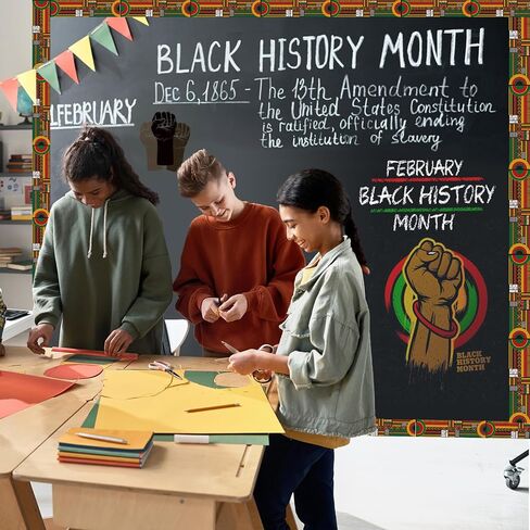 72ft Black History Month Bulletin Board Border Kente Cloth Classroom Decorations Two-Sided Trim Paper for African American Celebration Party School Windows Wall Door in Saudi Arabia