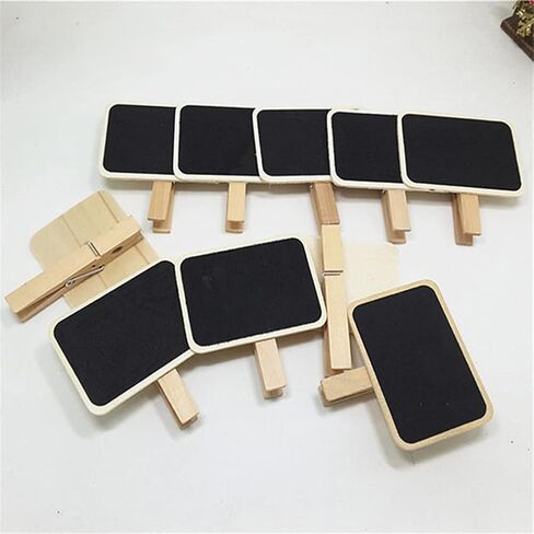 10 Pieces Mini Chalkboard Clip Wooden Message Board Sign Clips Erasable Chalkboard Label Clips Wooden Rectangle Chalkboard Clips for Memo Note Taking Food Label Party Decoration in Saudi Arabia