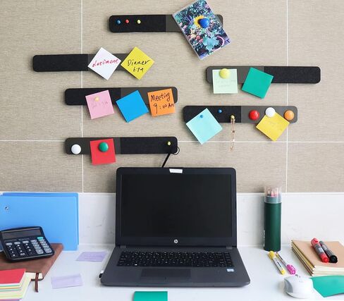 6Pcs Magnetic Bulletin Strip & Felt Bulletin Board Strip 0.5 Inch Thick Self-Adhesive Pin Board Memo Board Strip for Home Office Classroom Wall in Kuwait