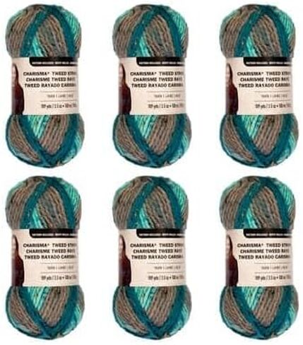 charisma tweed stripe غزل بواسطة الحلقات والخيوط - خيوط متعددة الألوان للحياكة والكروشيه والنسج والفنون والحرف - cappuccino ، bulk 6 pack in Saudi Arabia