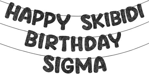Fulmoon Pre Strung Happy Skibidi Birthday Sigma Banner Glitter Funny Zoomer Gen Z Slang Birthday Party Supplies Gen Z Slag Party Decorations Sign Gift(Black) in Saudi Arabia