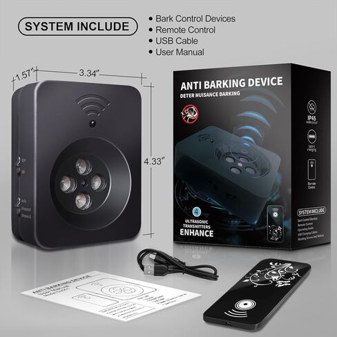 جهاز التحكم في اللحاء بالموجات فوق الصوتية النهائية للكلاب - 50 قدمًا عن بُعد وأوضاع استشعار تلقائية | رادع مضاد للركض أداة التدريب عن بُعد باليد | توقف عن الإفراط في النباح بشكل إنساني in Kuwait