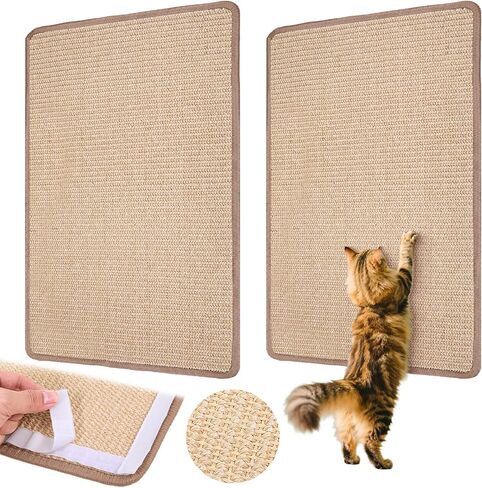 2 PCS Cat Scratcher Mat Natural Sisal Cat Scratch Pad الداخلية للأرضية الأفقية والقطط الجدارية سجادة وسادة وسادة حماية السجاد والأرائك in Saudi Arabia