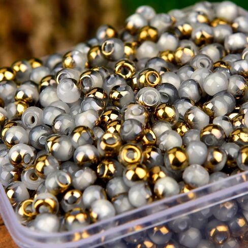 Cutefox Glass Seed Beads, 4mm Multi-Color Jade with Golden Inlay, 700 Pieces, Irregular Shape, for DIY Jewelry Making, Bracelets, Necklaces (Mix 20 Color) in Saudi Arabia