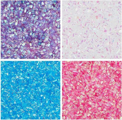 DICOSMETIC 80G 4 Colors Crispy Bingsu Beads Iridescent Soft Straw Tube Beads 3D Glitter Plastic Bead Assortment Crunchy Slime Microbeads Supplies, 1 Color/Bag in Saudi Arabia