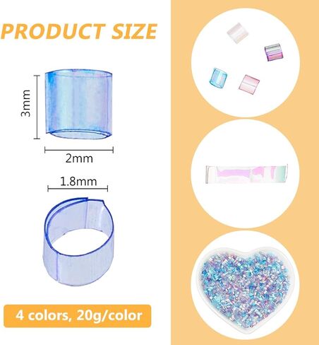 DICOSMETIC 80G 4 Colors Crispy Bingsu Beads Iridescent Soft Straw Tube Beads 3D Glitter Plastic Bead Assortment Crunchy Slime Microbeads Supplies, 1 Color/Bag in Saudi Arabia