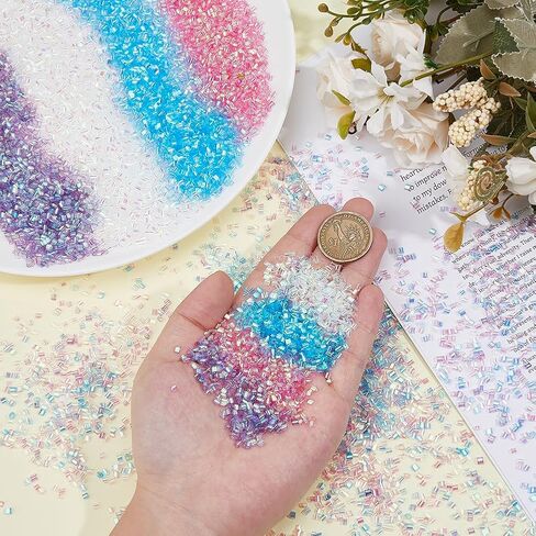 DICOSMETIC 80G 4 Colors Crispy Bingsu Beads Iridescent Soft Straw Tube Beads 3D Glitter Plastic Bead Assortment Crunchy Slime Microbeads Supplies, 1 Color/Bag in Saudi Arabia