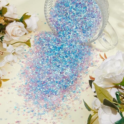 DICOSMETIC 80G 4 Colors Crispy Bingsu Beads Iridescent Soft Straw Tube Beads 3D Glitter Plastic Bead Assortment Crunchy Slime Microbeads Supplies, 1 Color/Bag in Saudi Arabia