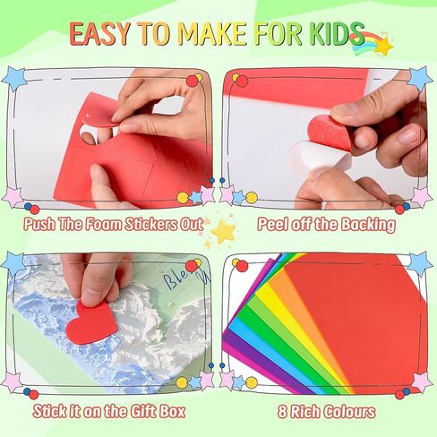 1600Pcs Foam Stickers,8 Colors Foam Shape Stickers for Kids Crafts Self Adhesive,Star Heart Circle Geometric Stickers for Preschool DIY Art Supplies Project Home Party Decorations 16 Sheets(Geometric) in Kuwait