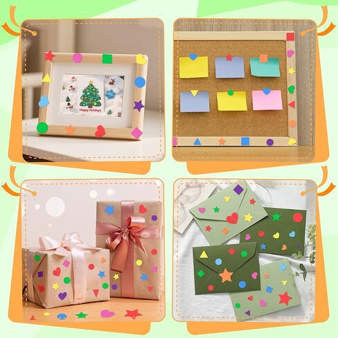 1600Pcs Foam Stickers,8 Colors Foam Shape Stickers for Kids Crafts Self Adhesive,Star Heart Circle Geometric Stickers for Preschool DIY Art Supplies Project Home Party Decorations 16 Sheets(Geometric) in Kuwait