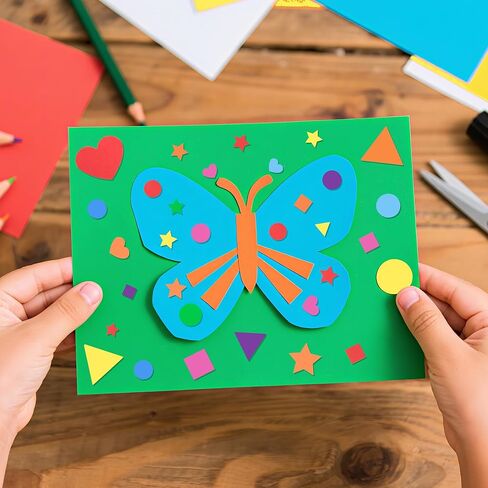 1600Pcs Foam Stickers,8 Colors Foam Shape Stickers for Kids Crafts Self Adhesive,Star Heart Circle Geometric Stickers for Preschool DIY Art Supplies Project Home Party Decorations 16 Sheets(Geometric) in Kuwait