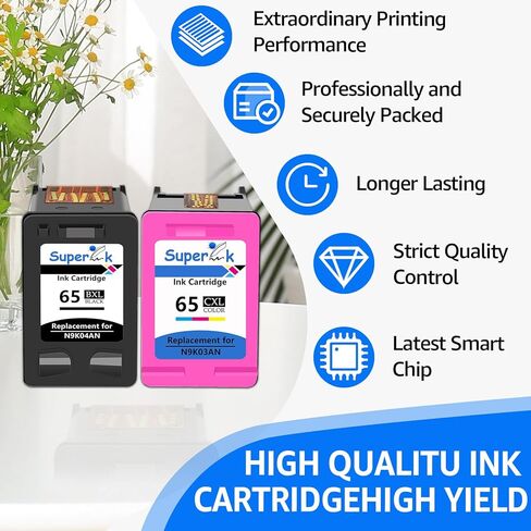 Superink 65xL استبدال خرطوشة الحبر المعاد تصنيعها لـ HP 65 65 XL متوافق مع HP Envy 5055 5058 5052 Deskjet 3755 2622 2655 2624 3720 3721 3722 3723 3730 3732 3752 Printer (1 pack ، Black) in Kuwait