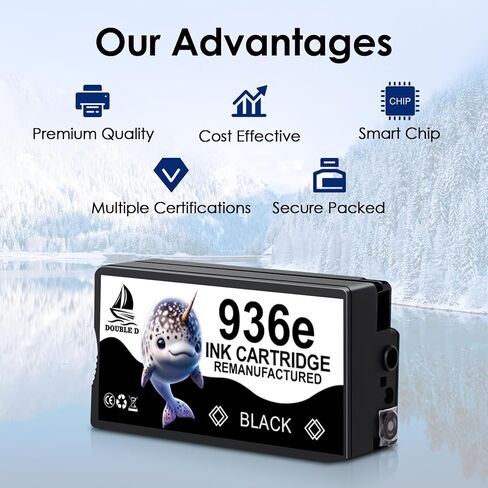 Double D 936E خراطيش الحبر المتوافقة مع HP 936 936E حبر خرطوشة كومبو 4-pack for OfficeJet Pro 9110B ، 9125E ، 9128E ، 9130B ، 9135E ؛ OfficeJet Pro Wide Format 9730e (BK/C/M/Y) in Kuwait