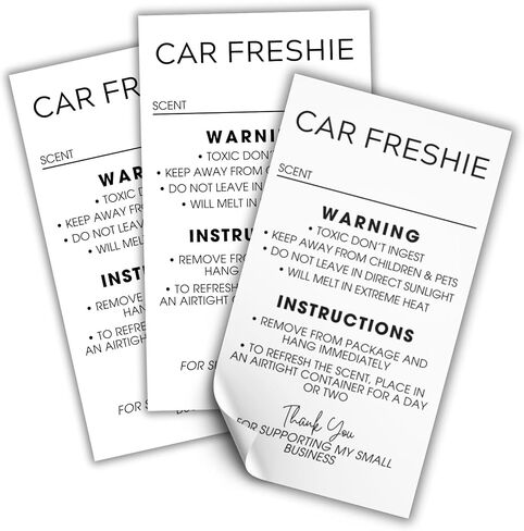 Freshie Care Instructions and Warning Labels Stickers | 2x3.5" 250 pc Roll Car Air Freshener Cards Inserts for Holographic Bag Package Write in Scent in Saudi Arabia