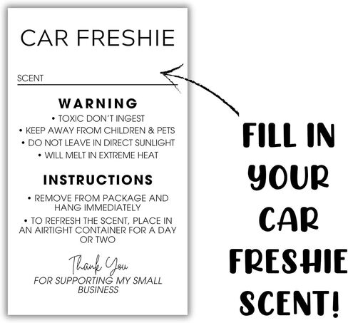 Freshie Care Instructions and Warning Labels Stickers | 2x3.5" 250 pc Roll Car Air Freshener Cards Inserts for Holographic Bag Package Write in Scent in Saudi Arabia